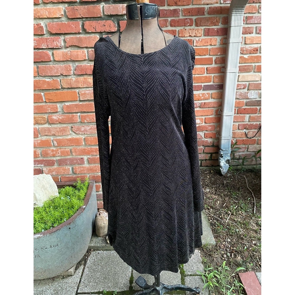 Vintage 1980s Glittery Women's Black Dress Size 12